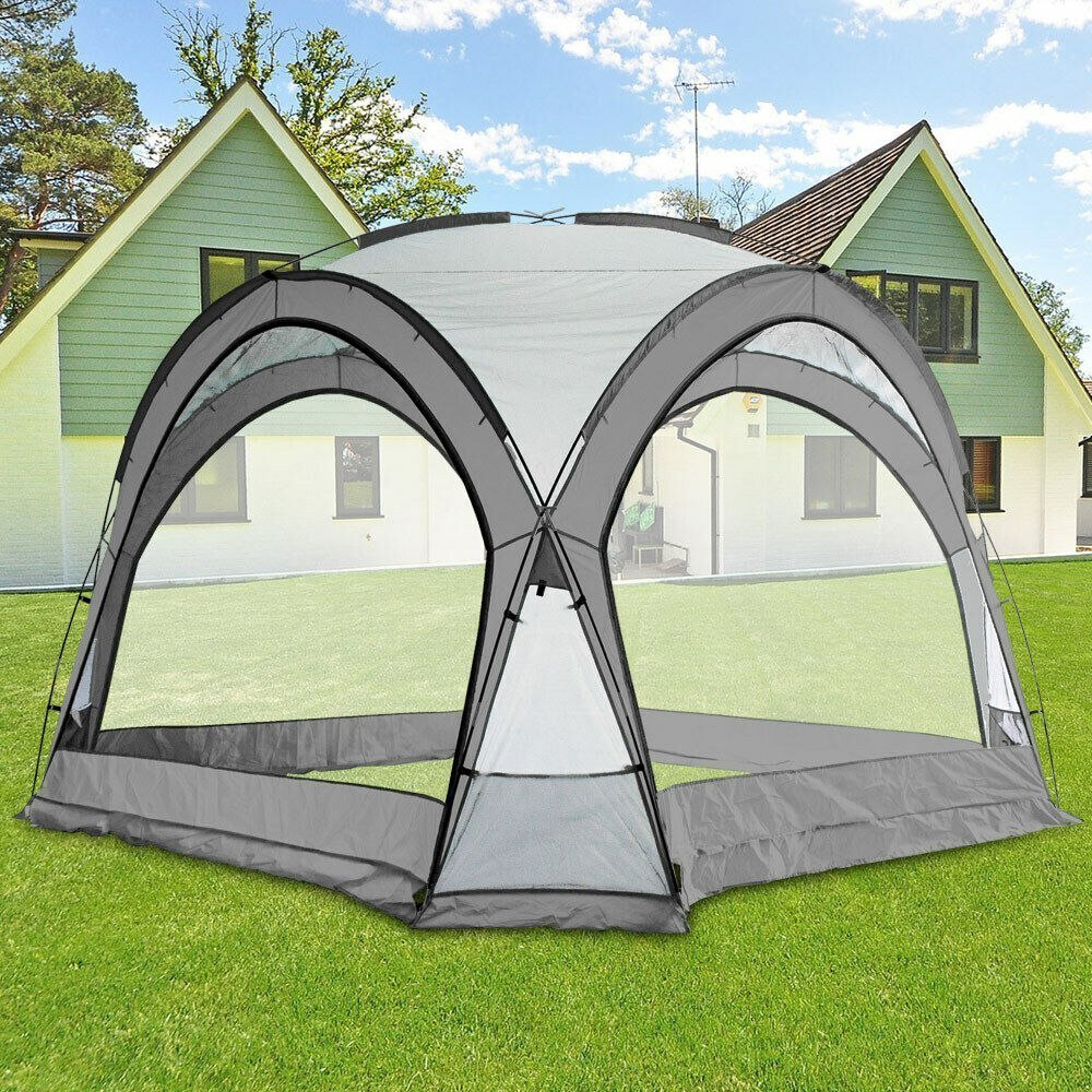 Pawilon ogrodowy SZARY 3,5x3,5m Duży namiot zamykany moskitiery