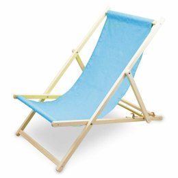 Drewniany leżak plażowy z regulacją niebieski