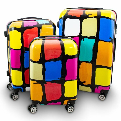 zestaw kolorowych walizek